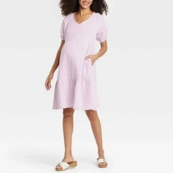 Isabel Maternity by Ingrid & Isabel Women's Short Sleeve Dress- Light Purple - Picture 1 of 11